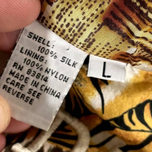 FUDA International Size L Vintage SILK Bomber Asian Inspired Tiger Patchwork - Picture 8 of 14